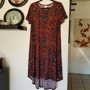 EUC Lularoe Carly Dress - Earth Tones Streaks